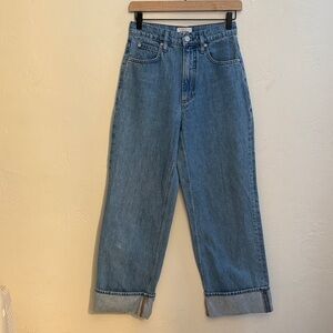 Frame High Rise Wide-Leg Rolled Jeans size 25